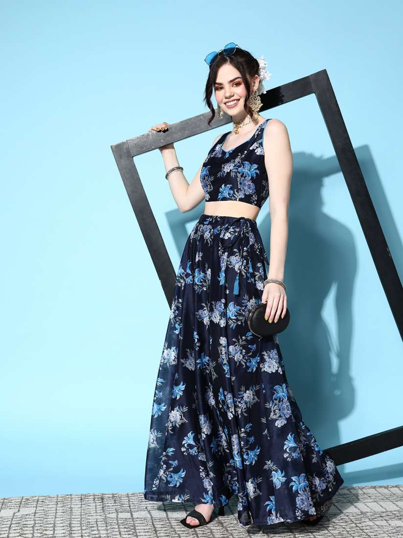 Floral print maxi flared skirt clearance