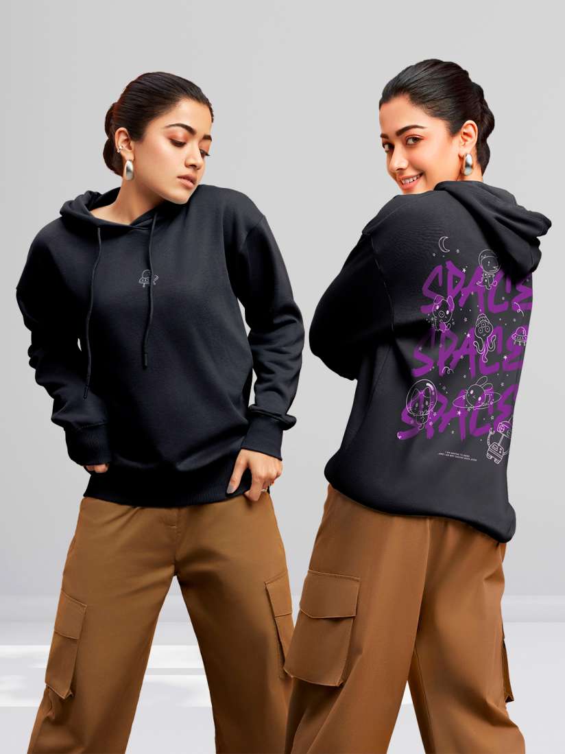 Buy Bewakoof Oversized Fit Space Printed Hooded Fleece Sweatshirt Sweatshirts for Women 20659178 Myntra