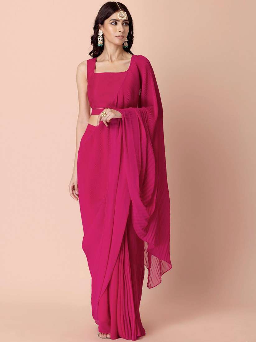 Myntra pink saree new arrivals