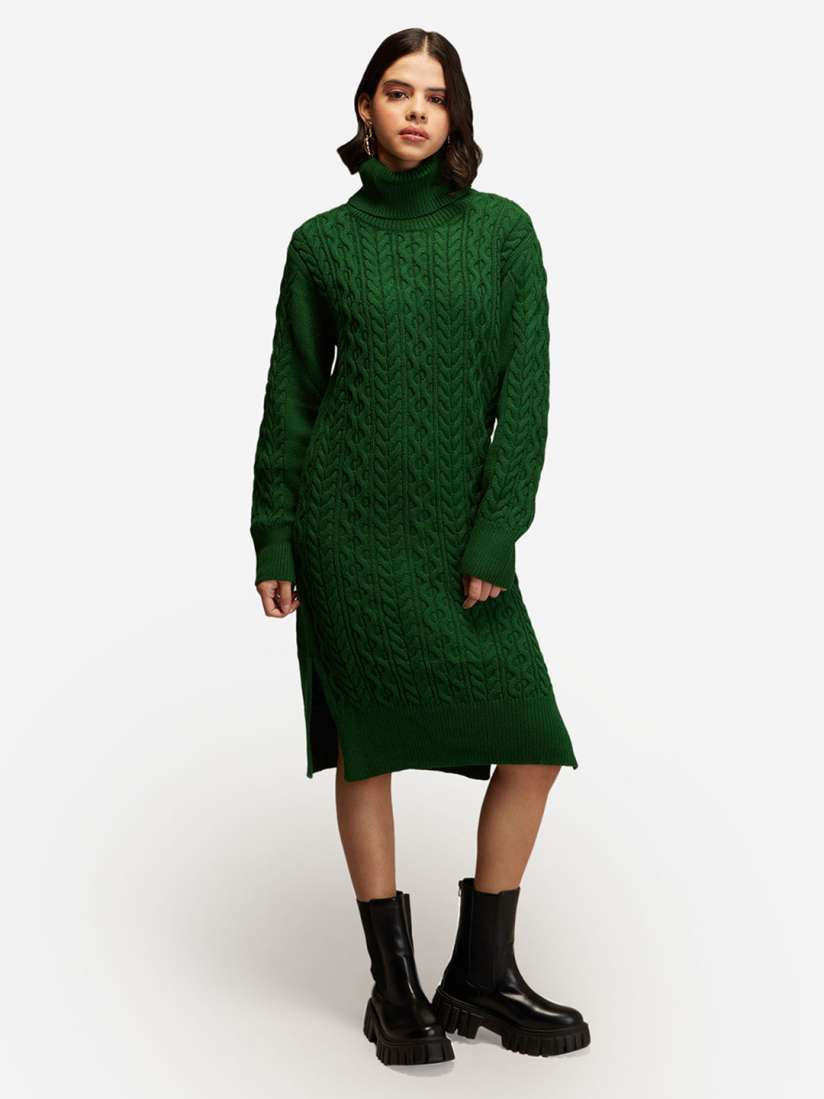 Buy 20Dresses Women Green Turtle Neck Midi Sweater Dress Dresses for Women 20663834 Myntra
