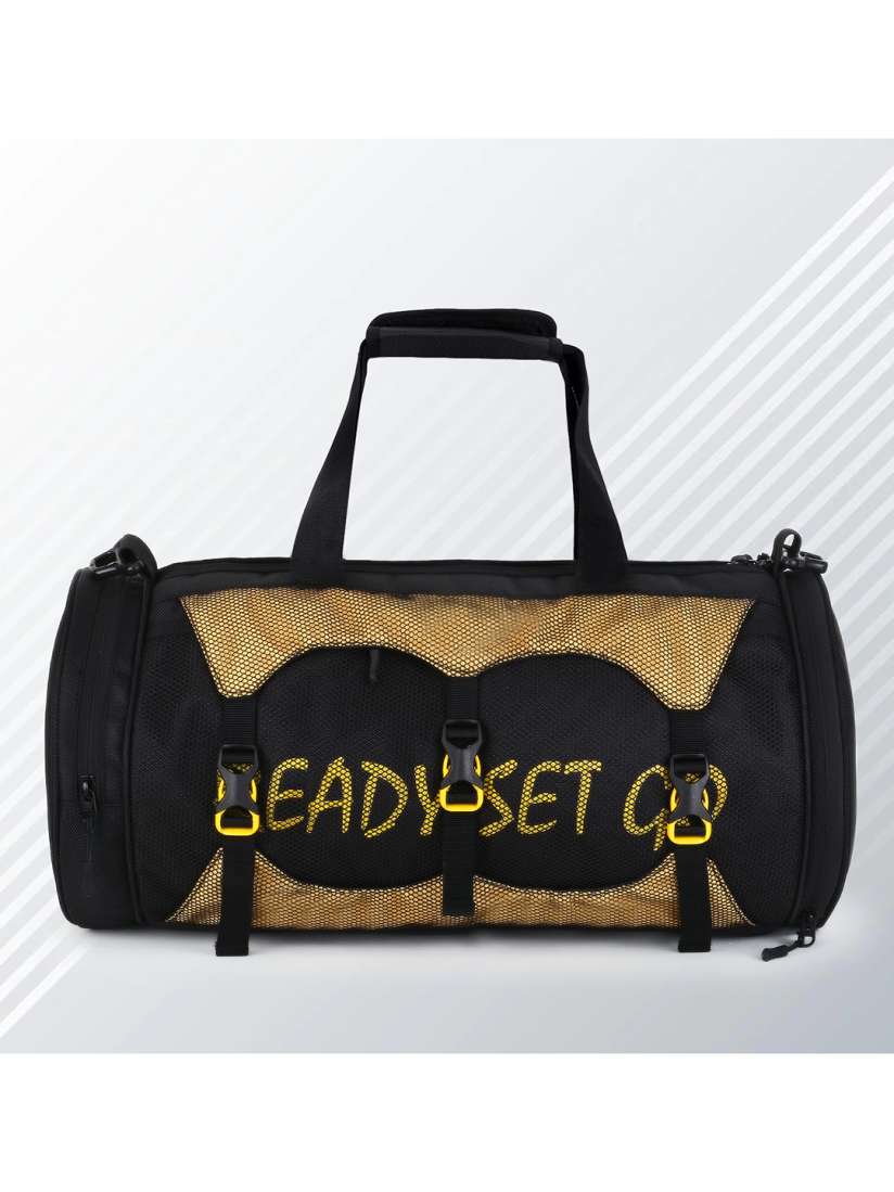 Buy TRAVEL POINT Black Yellow Printed Duffel Gym Bag Duffel Bag for Unisex 20664600 Myntra