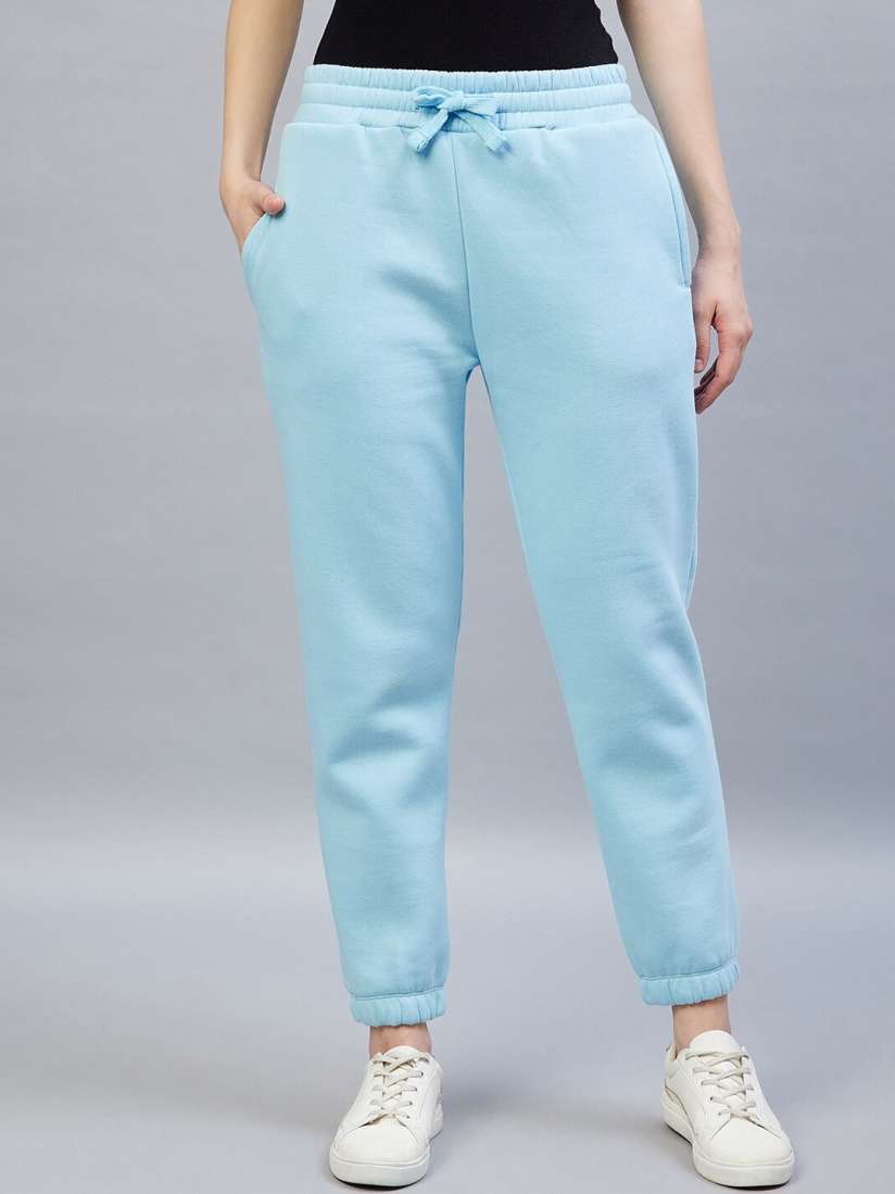 Buy DELAN Women Blue Solid Cotton Regular Fit Joggers Track Pants for Women 20665994 Myntra