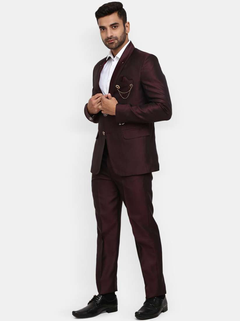 Buy V Mart Men Wine Solid Single Breasted 2 Piece Formal Suit Suits for Men 20666400 Myntra