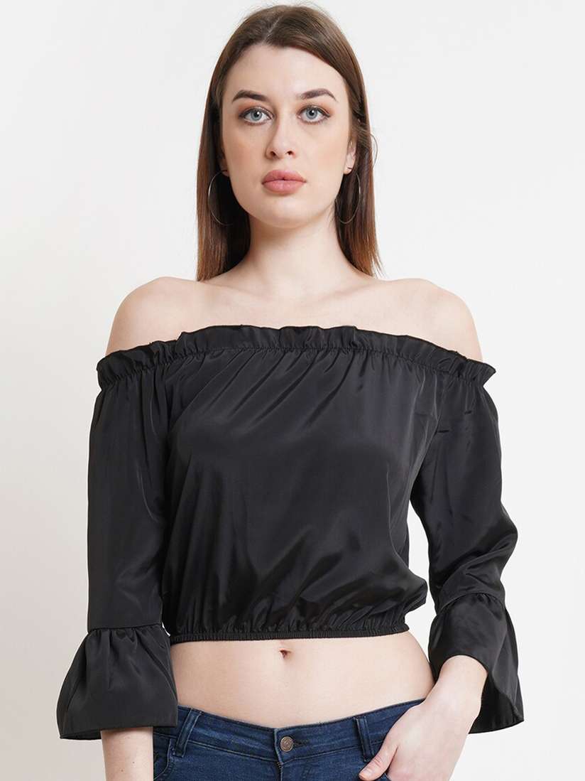 black bardot crop top