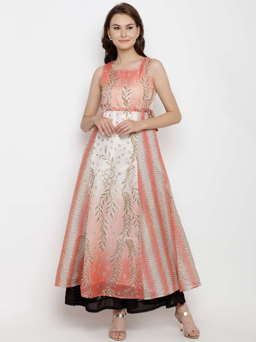 Buy AKKRITI BY PANTALOONS Women Pink Off White Printed Maxi Dress Dresses for Women 2066788 Myntra