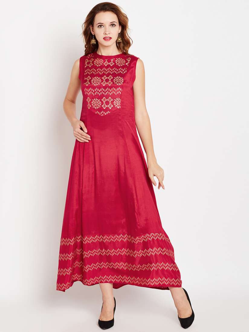 Buy AKKRITI BY PANTALOONS Women Red Printed Maxi Dress Dresses for Women 2066799 Myntra