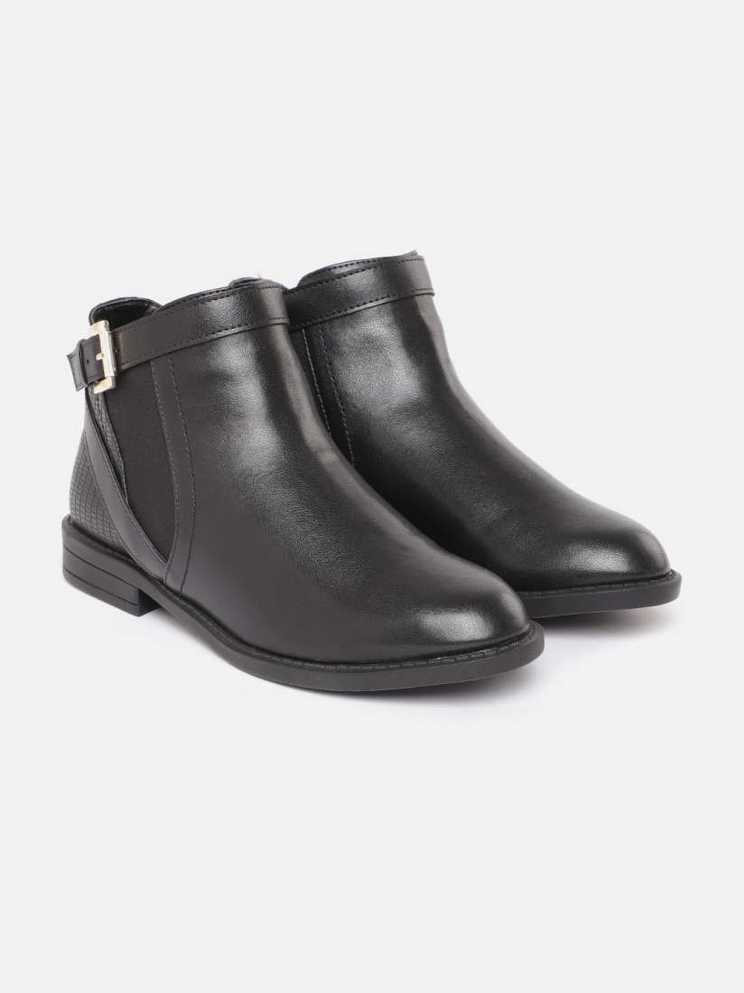 Buy Carlton London Women Black Solid Mid Top Chelsea Boots Boots for Women 20679228 Myntra