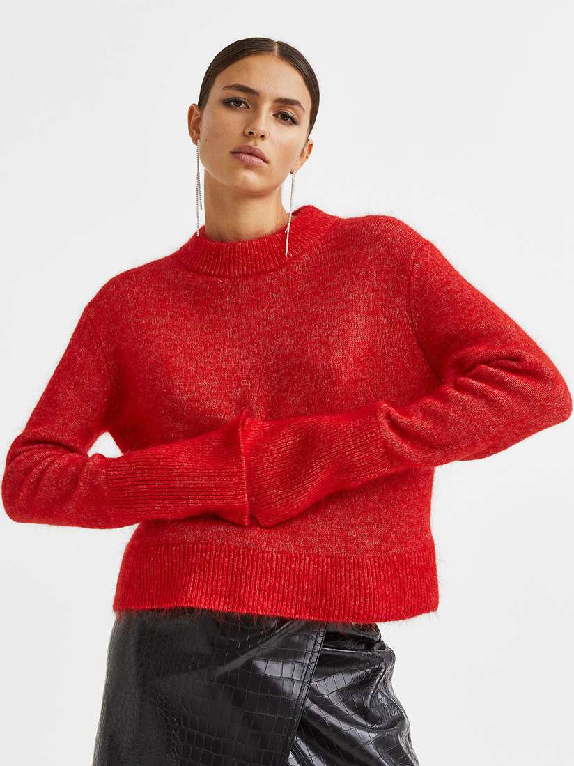 Mohair Bright Red Jumper Stockholm Sweater By Petiteknit, Silk