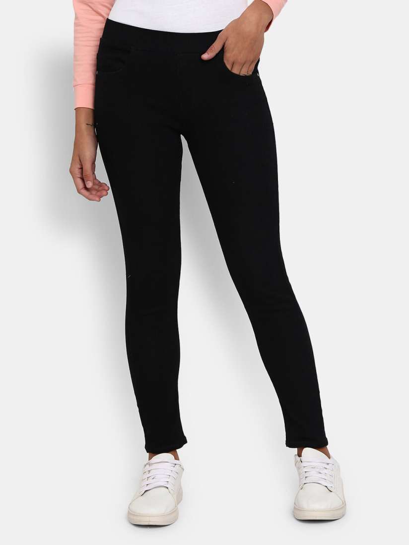 Black jeggings myntra cheap