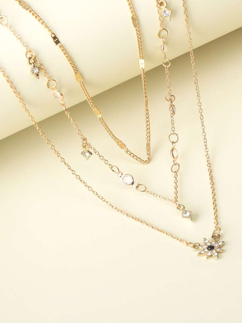 Buy Voylla Women Gold Toned White Brass Gold Plated Layered Necklace Necklace and Chains for Women 20684690 Myntra