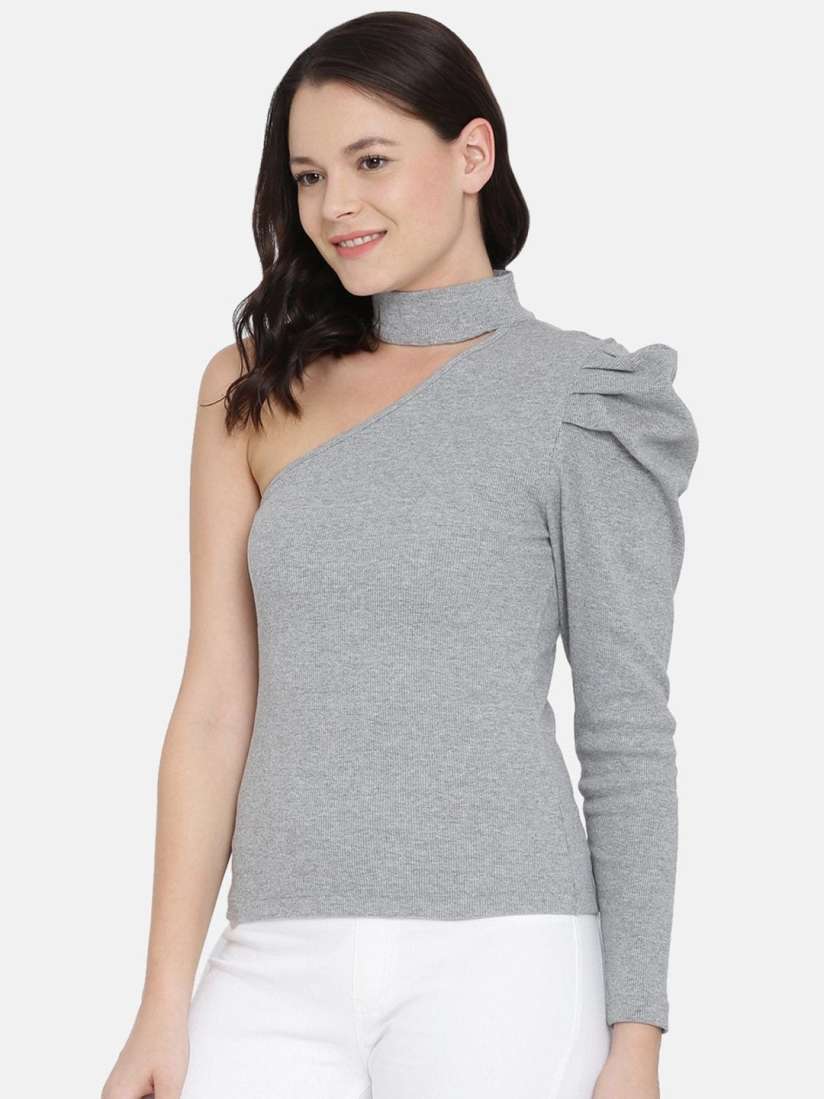 Buy HERE NOW Women Grey One Shoulder Top Tops for Women 20687968 Myntra
