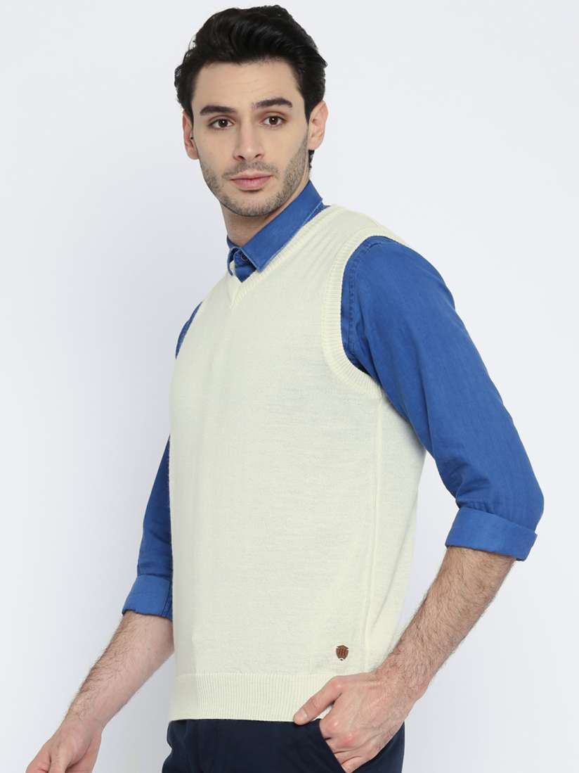 Buy Raymond Men White Solid Sweater Vest Sweaters for Men 2068884 Myntra