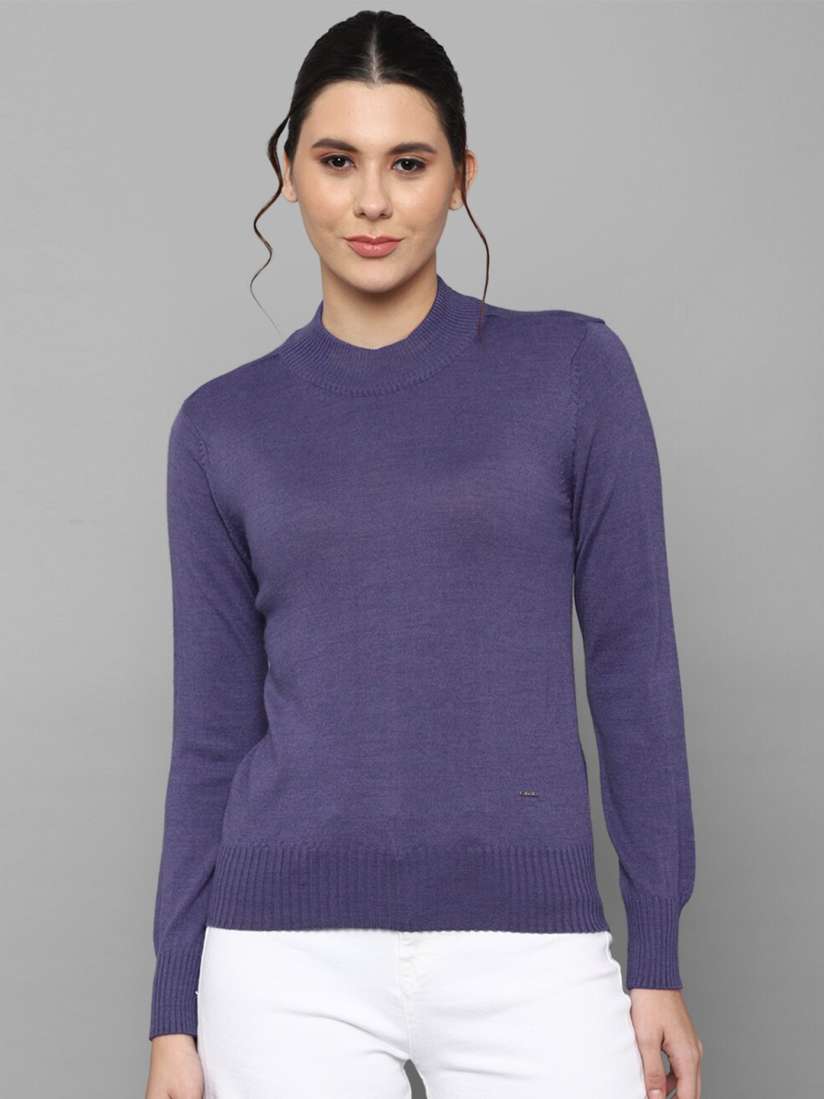 Buy Allen Solly Woman Purple Pullover Pure Cotton Sweater Sweaters for Women 20695582 Myntra