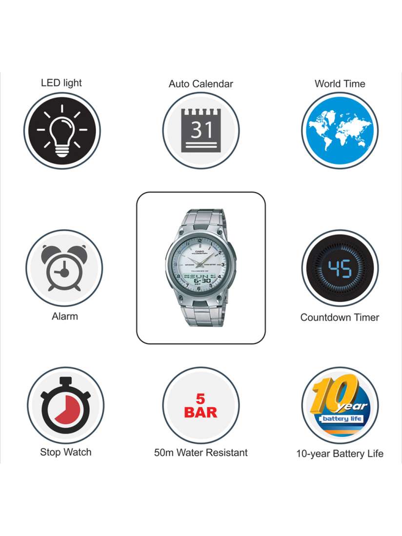 Buy CASIO Youth Series Men Silver Dial Analog Digital Watch AW 80D 7AVDF AD62 Watches for Men 207001 Myntra