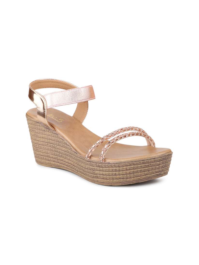 quiz rose gold wedges