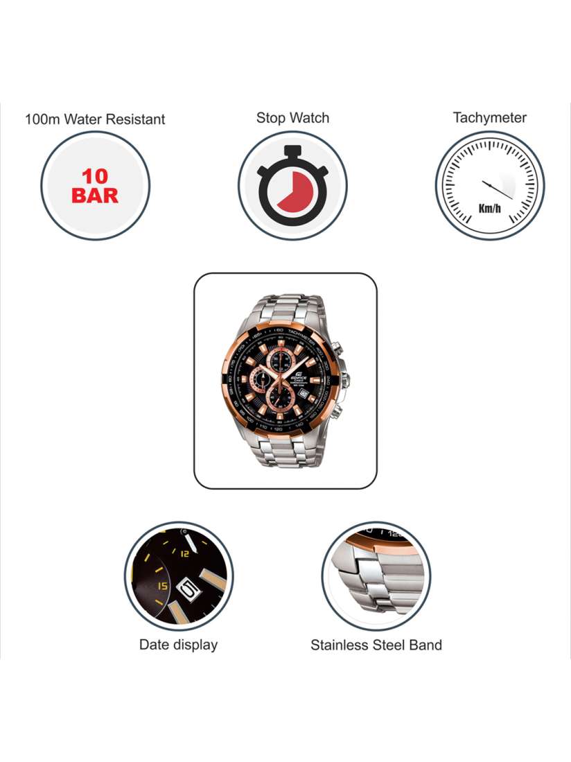 Buy CASIO Men EDifice EF 539D 1A5VUDF Black Analog Dial Silver Stainless Steel Band ED368 Watches for Men 207018 Myntra