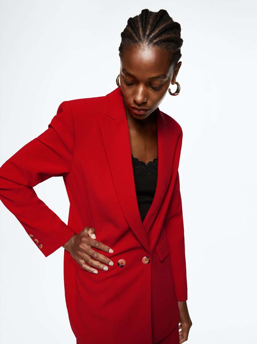 Buy MANGO Women Red Sustainable Solid Double Breasted Cheery Red Blazer Blazers for Women 20704430 Myntra