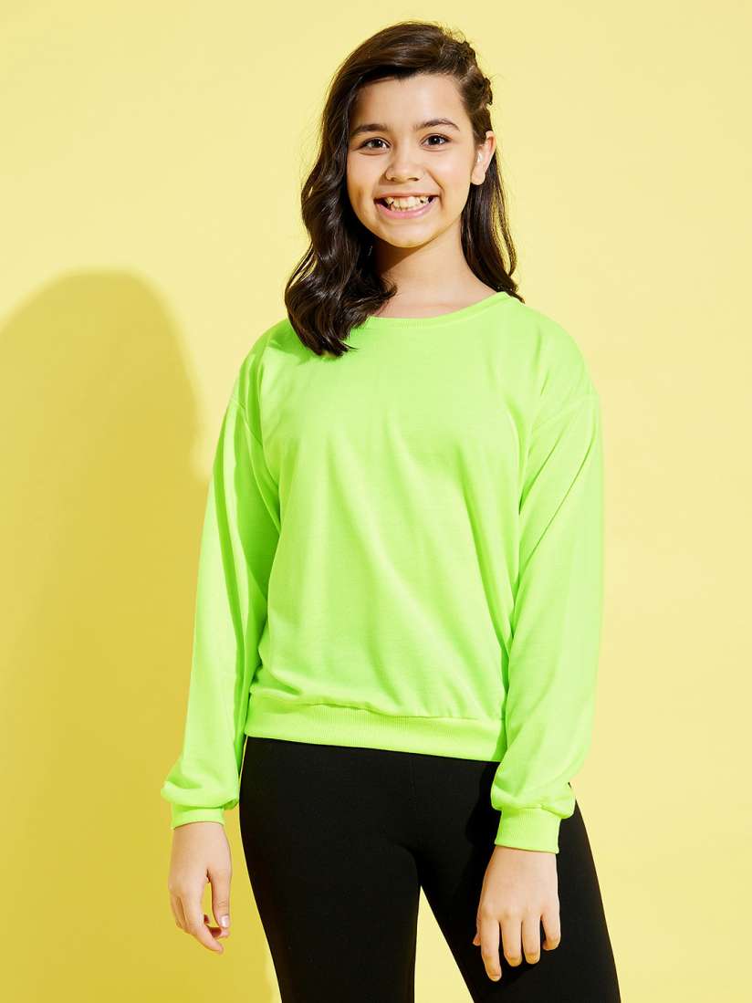 Buy Noh.Voh SASSAFRAS Kids Girls Fluorescent Green Sweatshirt Sweatshirts for Girls 20704958 Myntra