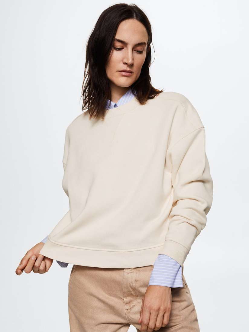 Buy MANGO Women Cream Coloured Solid Sustainable Sweatshirt Sweatshirts for Women 20705370 Myntra