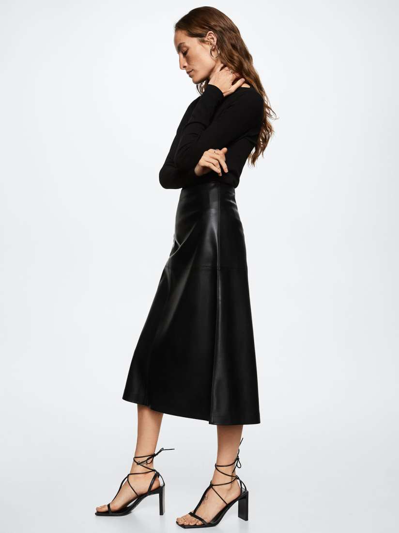 Mango a line midi faux leather skirt hotsell