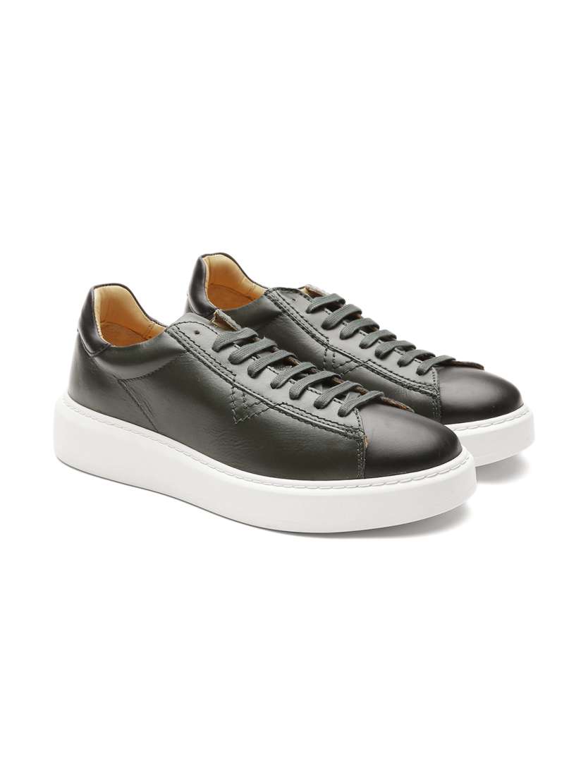Buy DIESEL Men Olive Green Black Leather Sneakers Casual Shoes for Men 2070744 Myntra