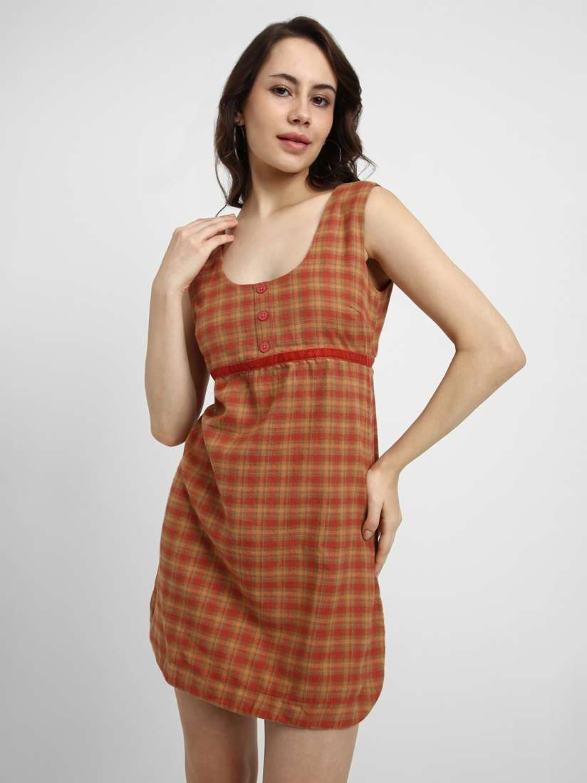 Buy FOREVER 21 Brown Checked Sheath Mini Dress Dresses for Women 20709790 Myntra