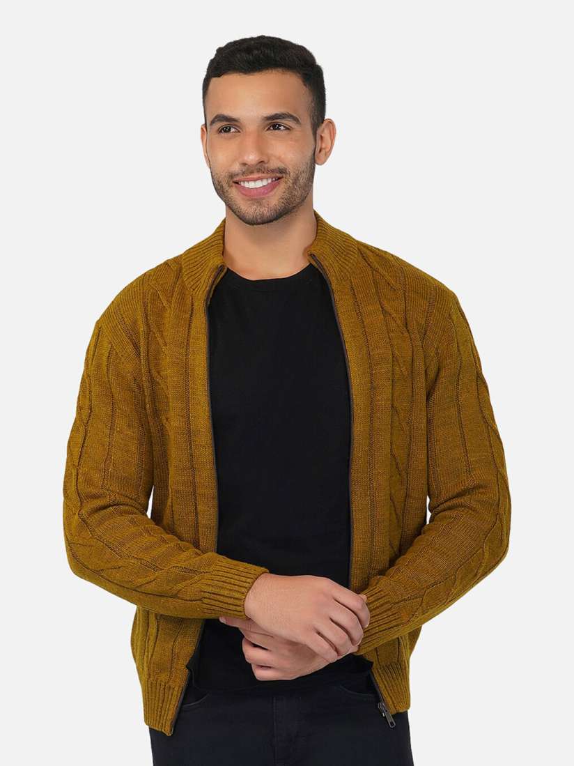 Mustard cable knit cardigan discount