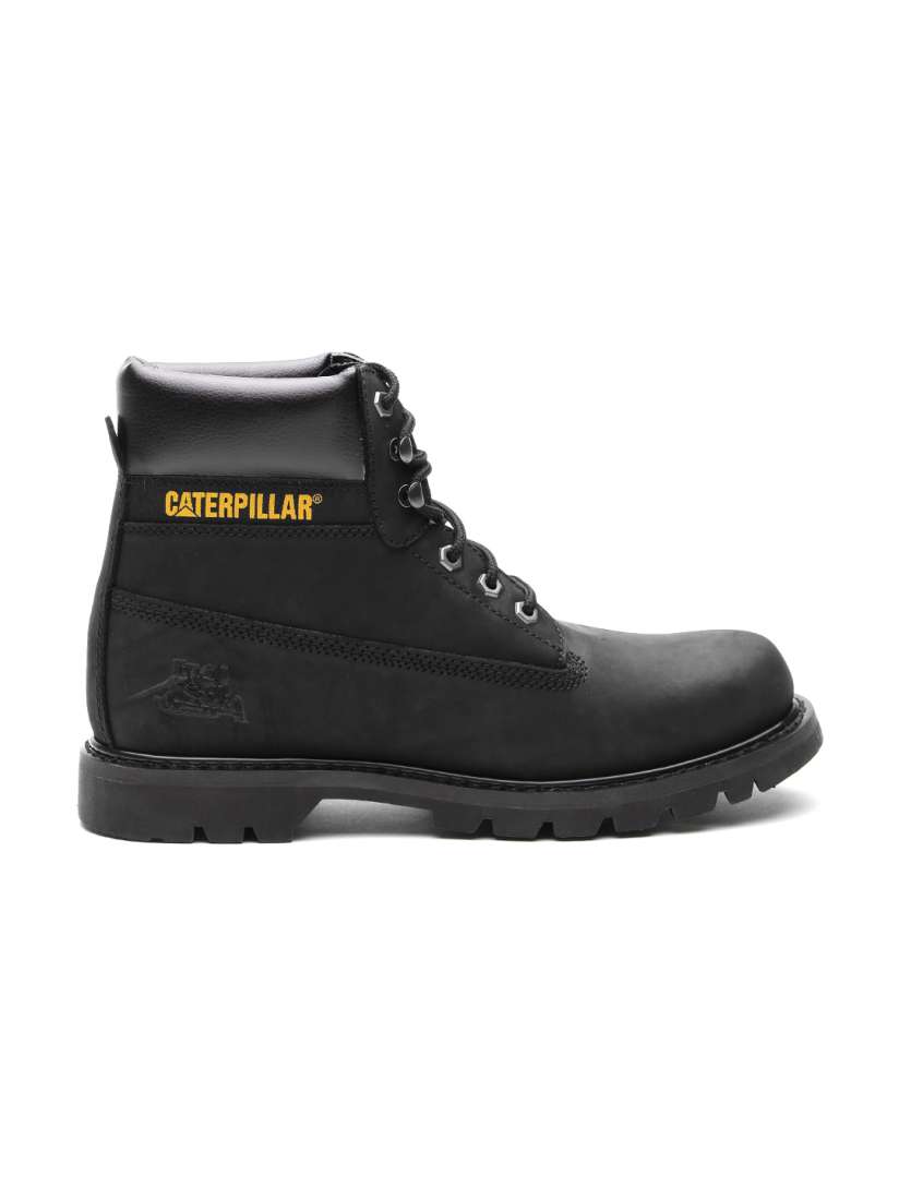Buy CAT Men Black Solid Leather Mid Top Flat Boots Boots for Men 2071082 Myntra