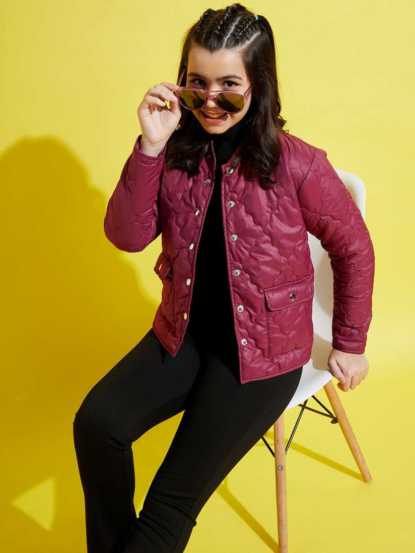 Buy Noh Voh SASSAFRAS Kids Girls Maroon Quilted Jacket Jackets for Girls 20713992 Myntra