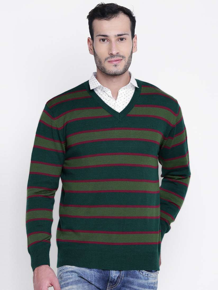 Green red striped sweater store
