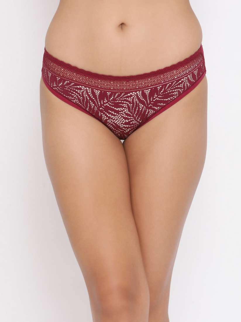 Buy Clovia Women Maroon Self Design Bikini Lace Brief Briefs for Women 20715612 Myntra