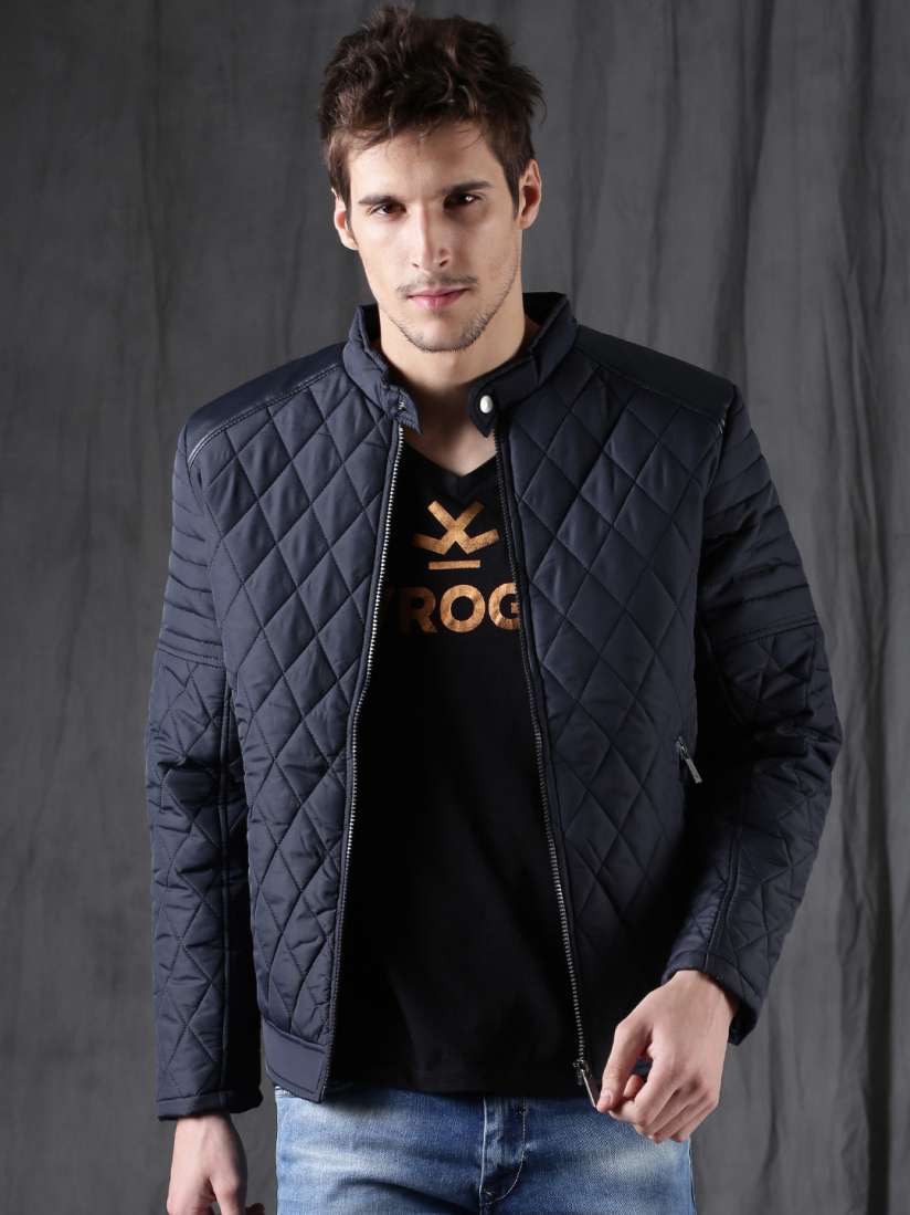 Buy WROGN Men Navy Blue Solid Quilted Jacket Jackets for Men 2071611 Myntra