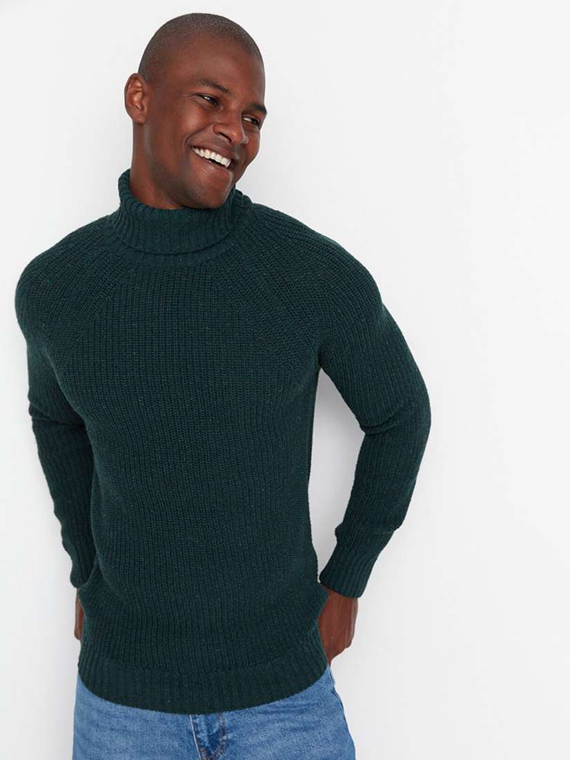 Buy Trendyol Men Green Ribbed Turtle Neck Pullover Sweater Sweaters for Men 20719008 Myntra