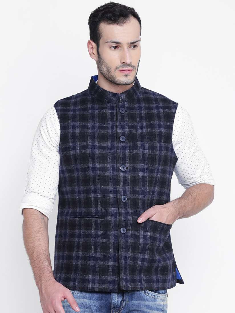 Checked nehru jacket online