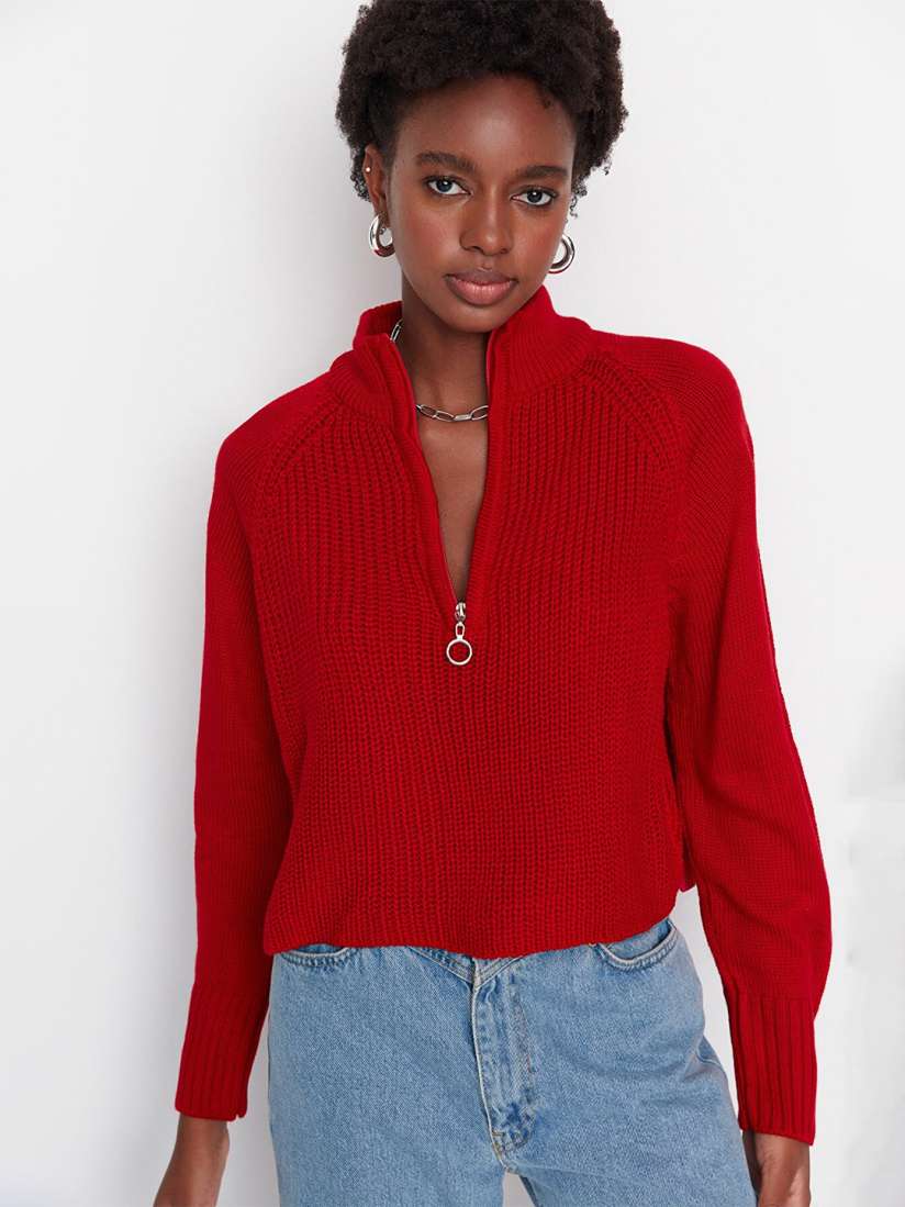 Women's red pullover sweater clearance