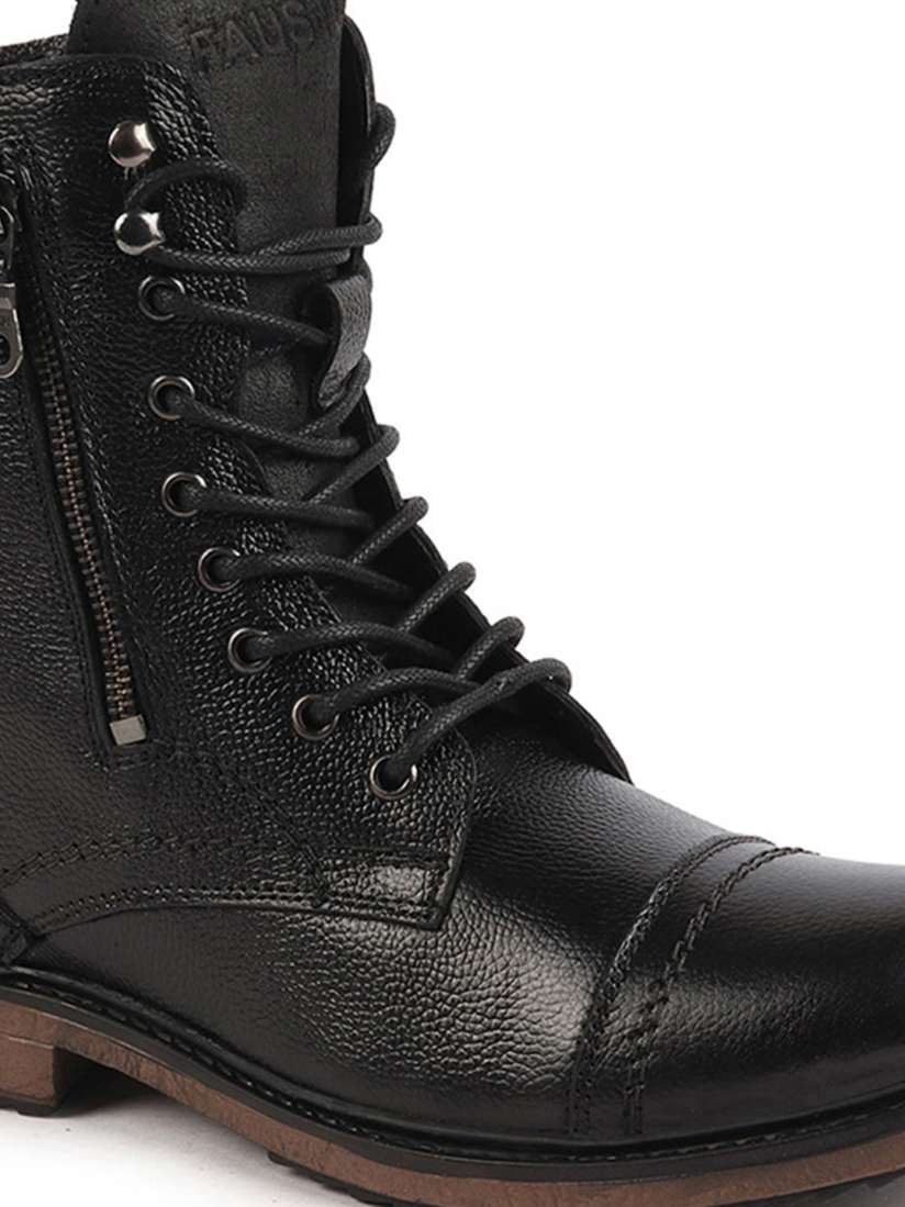 Buy FAUSTO Men Black Solid High Top Boots Boots for Men 20723108 Myntra