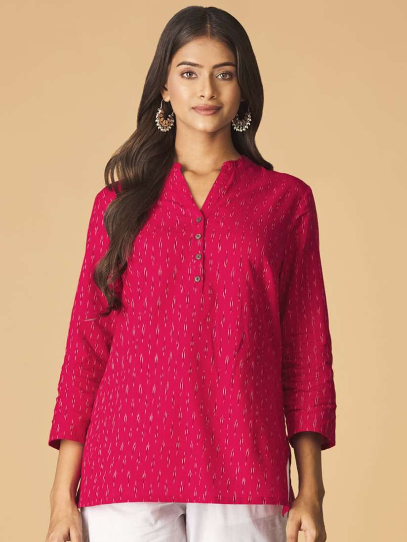 Buy Fabindia Pink Geometric Printed V Neck Cotton Kurti Kurtis for Women 20723364 Myntra
