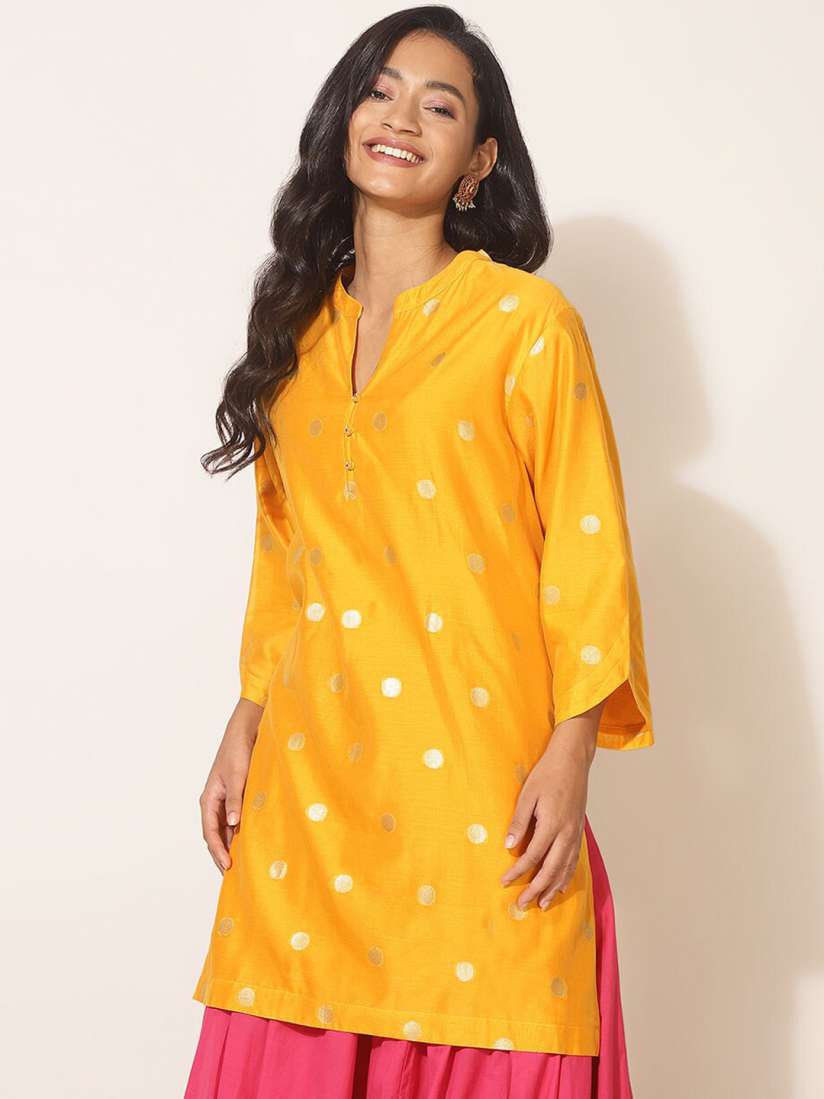 Buy Fabindia Yellow Geometric Woven Design Kurti Kurtis for Women 20723442 Myntra