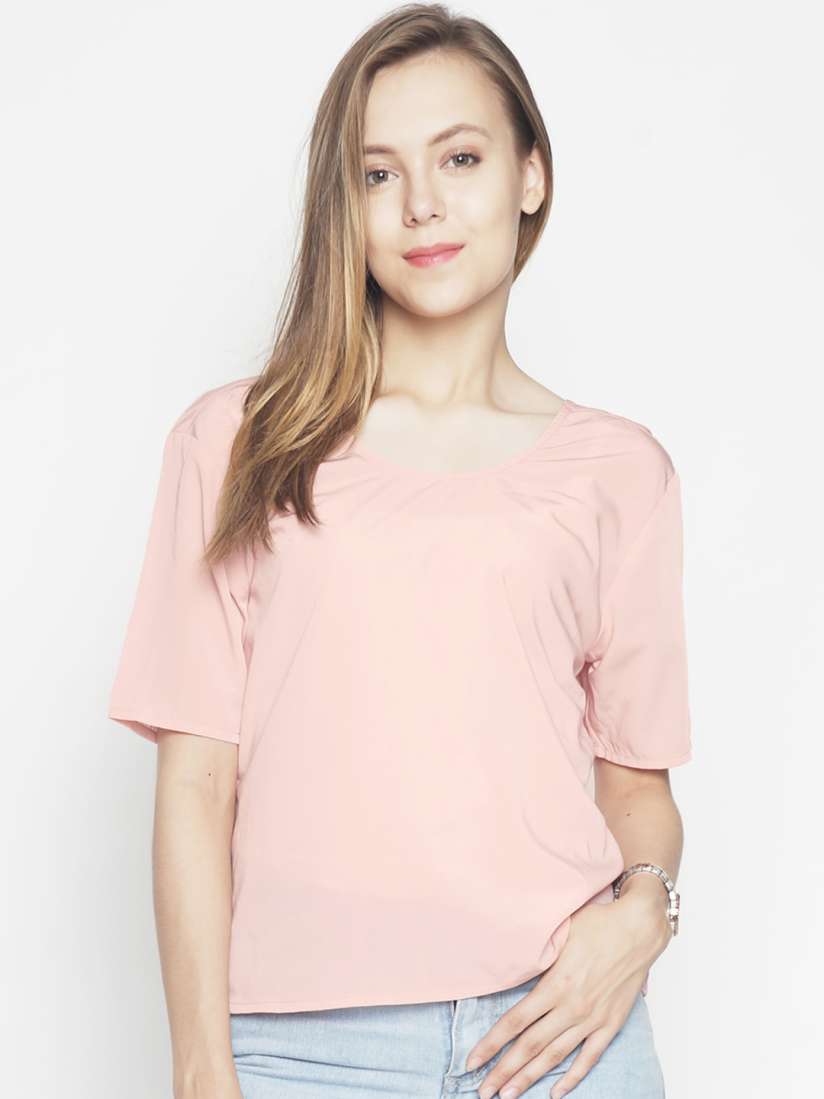 Buy Voi Jeans Women Pink Solid Wrap Top Tops for Women 2072634 Myntra