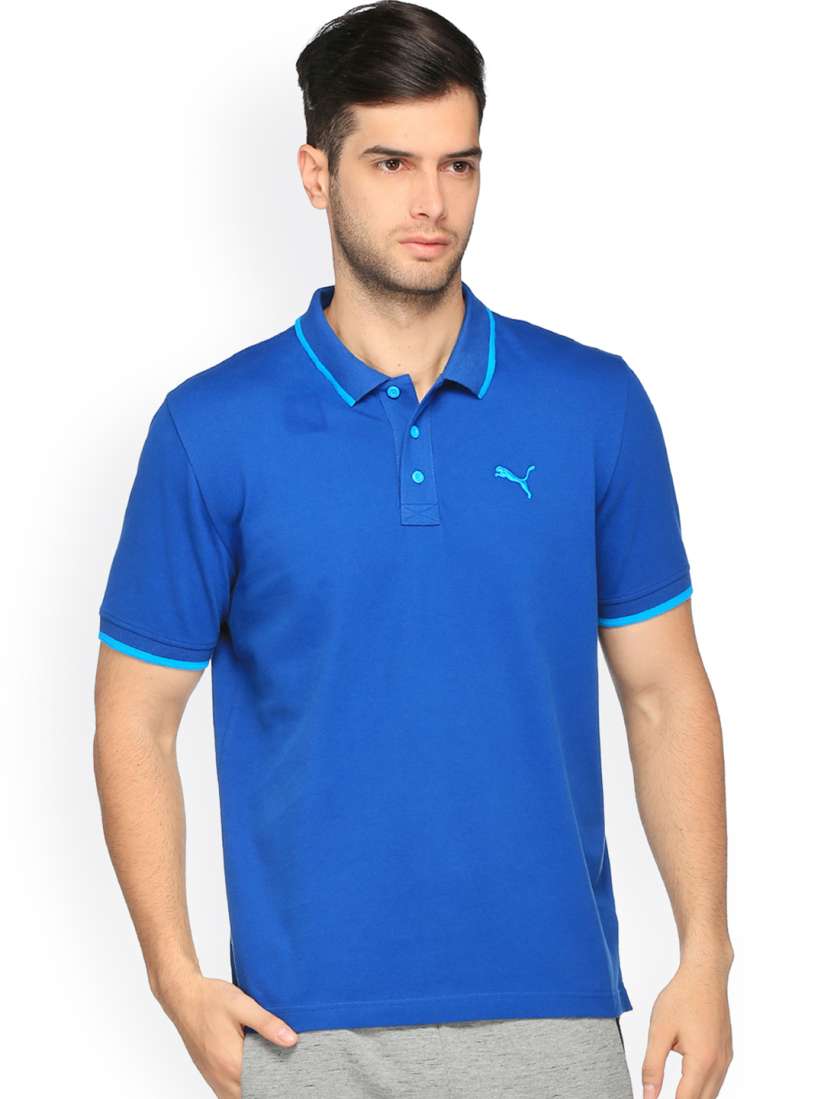 Buy Puma Men Blue Solid Hero Slim Fit Polo T shirt Tshirts for Men 2073073 Myntra
