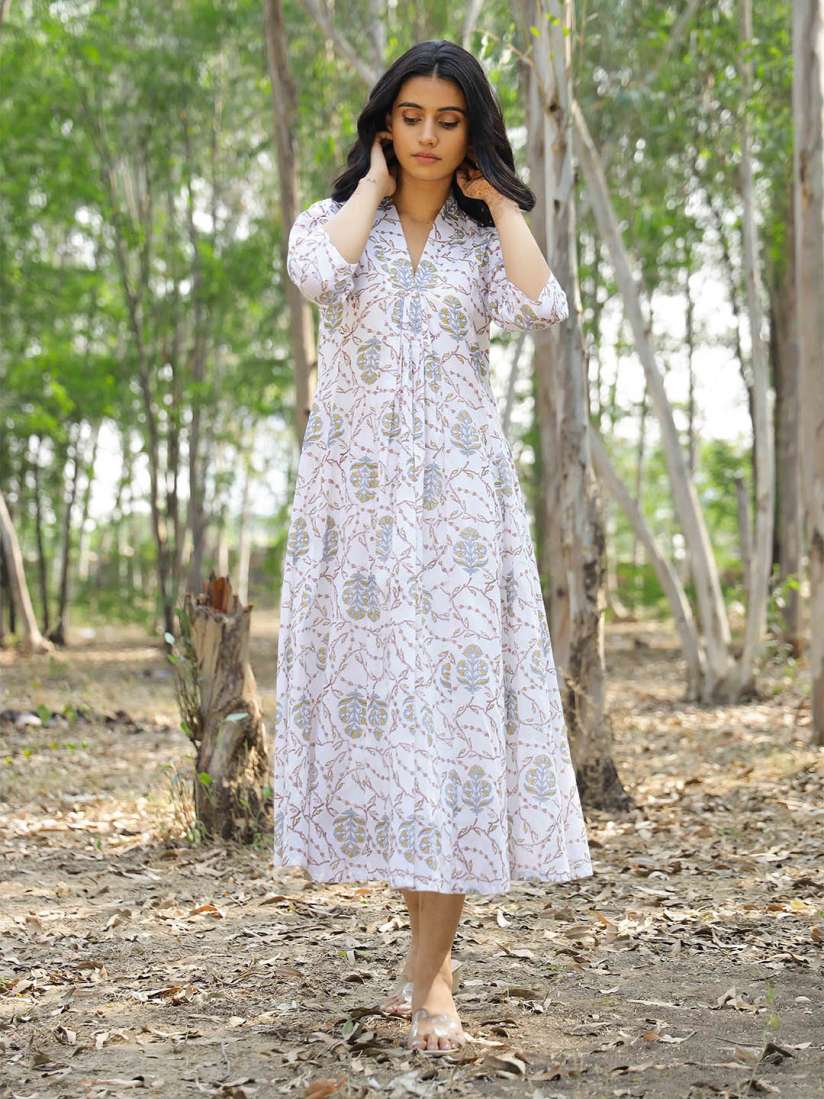 Buy Kapraaha White Floral Shirt Midi Dress Dresses for Women 20730754 Myntra
