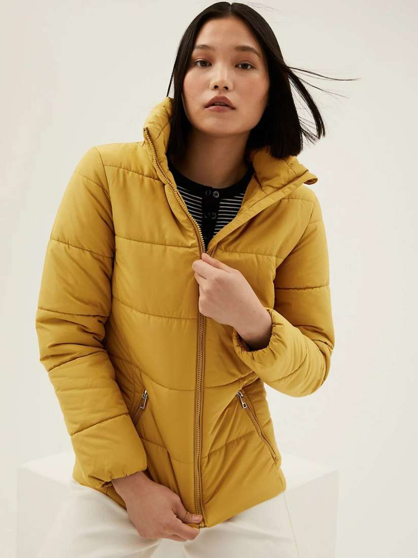 Yellow lightweight puffer jacket outlet