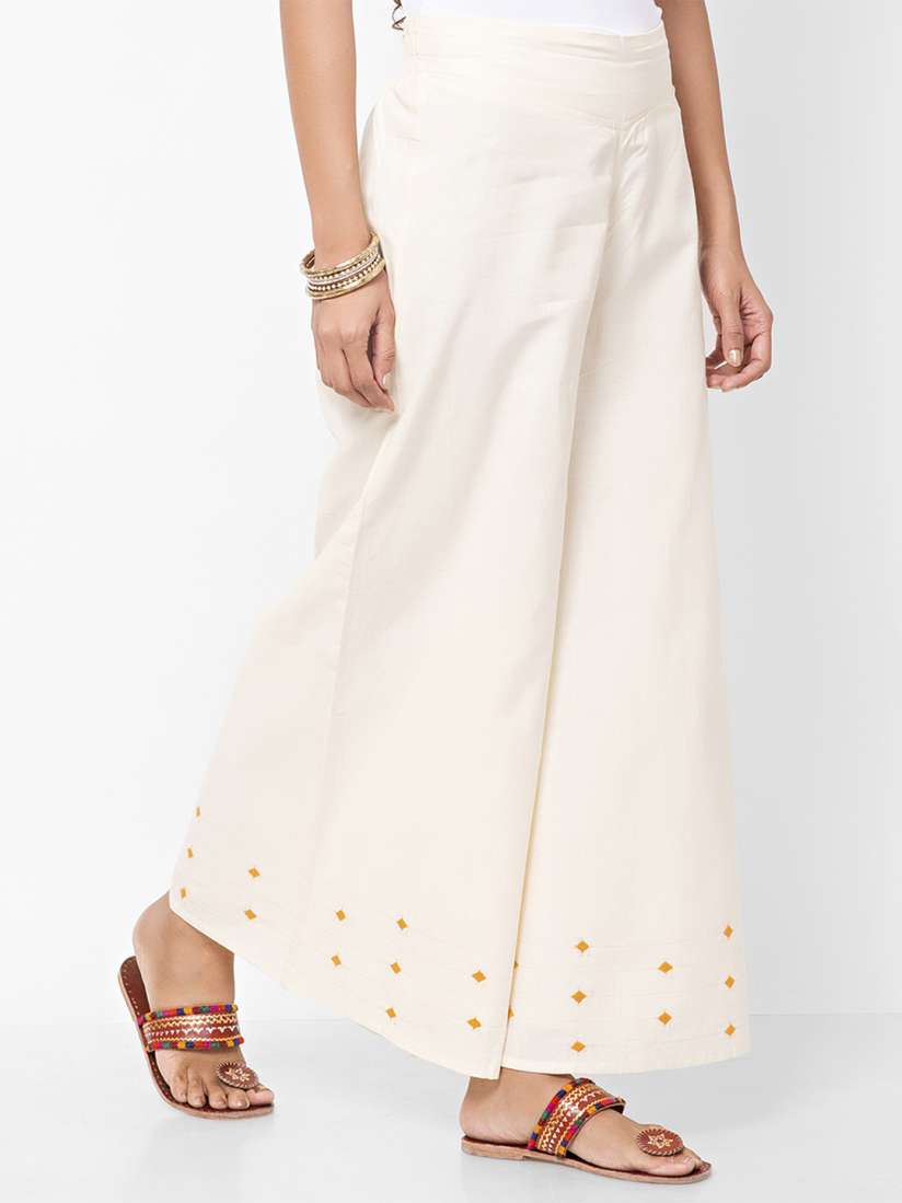 Buy Fabindia Women Off White Flared Embroidered Palazzos Palazzos for Women 2073199 Myntra
