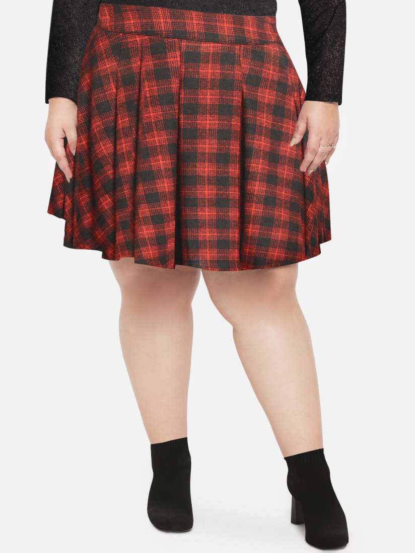 Plus size red pleated skirt best sale