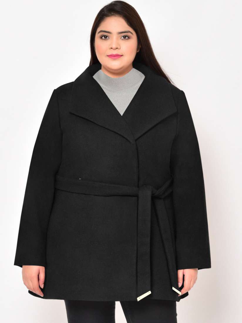 Black wool coat womens plus size new arrivals