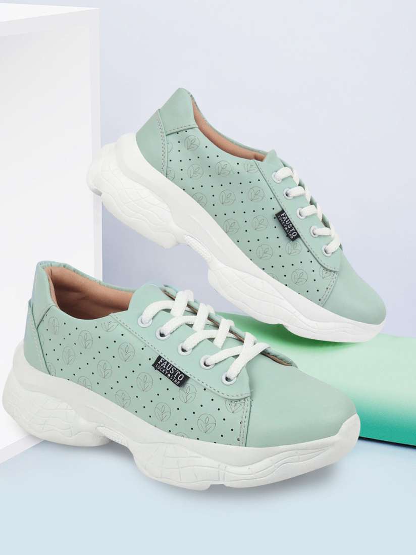 Buy FAUSTO Women Green PU Sneakers Casual Shoes for Women 20733696 Myntra