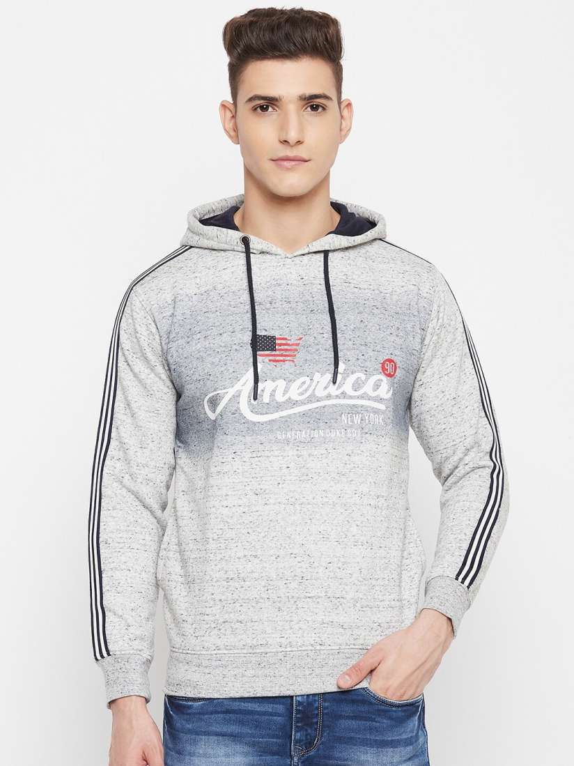 Buy Duke Men Grey Printed Hooded Fleece Sweatshirt Sweatshirts for Men 20734324 Myntra