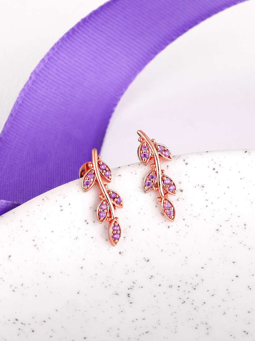 Purple rose earrings store