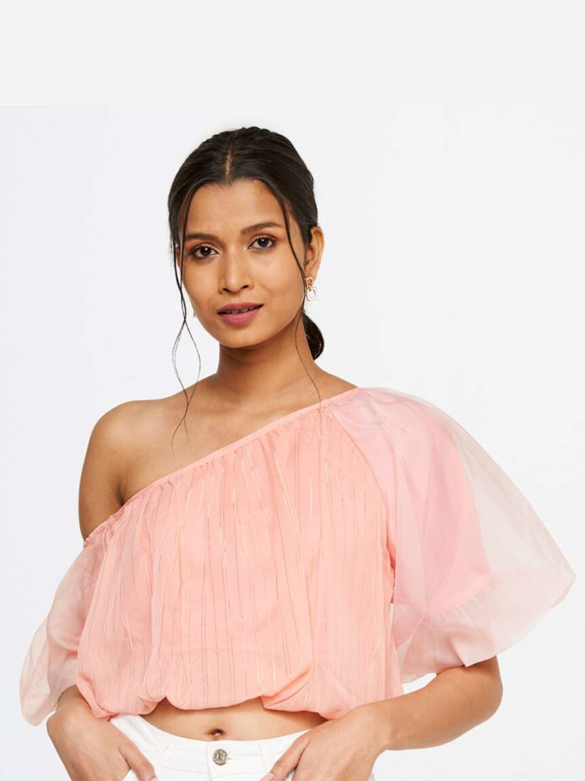 Buy AND Women Peach Coloured One Shoulder Bardot Top Tops for Women 20736300 Myntra