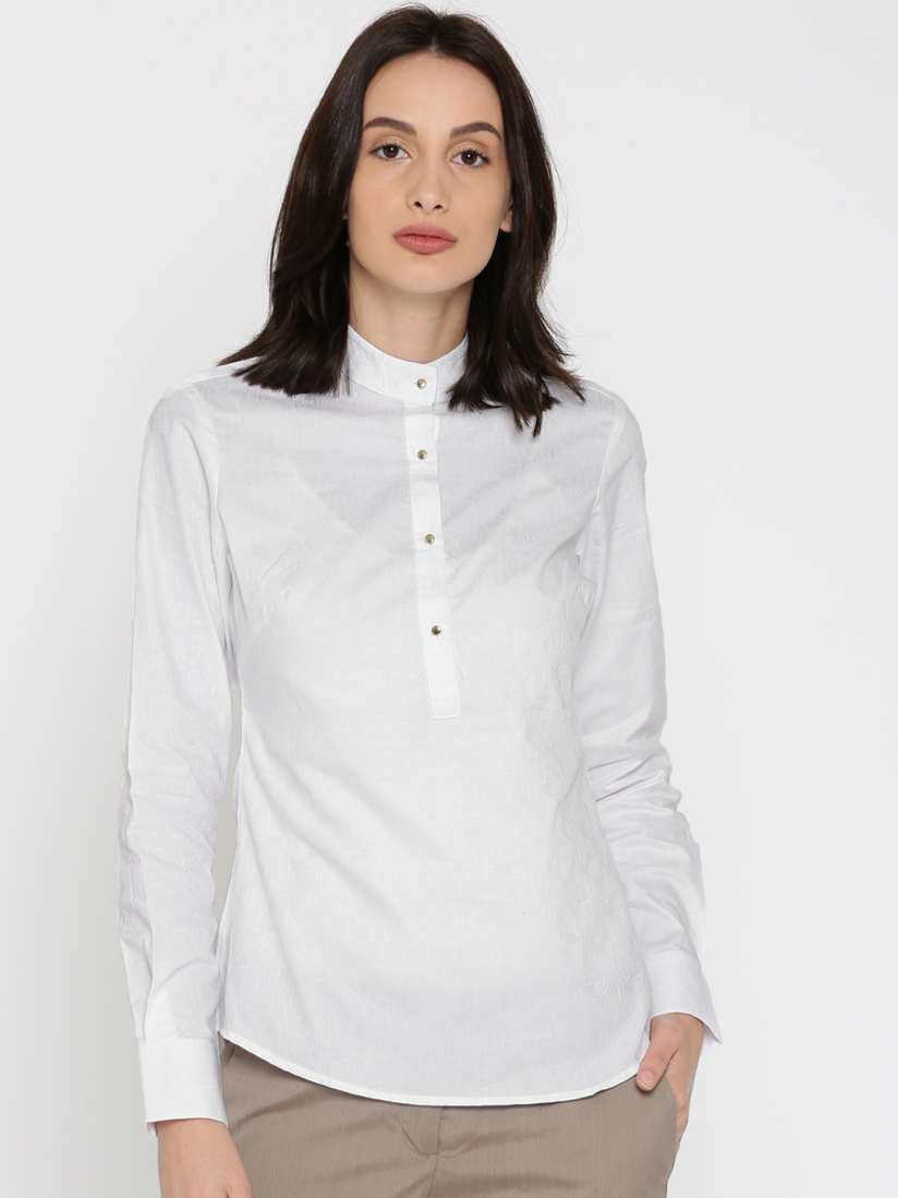 Buy Park Avenue Woman White Regular Fit Self Design Formal Shirt Shirts for Women 2073687 Myntra